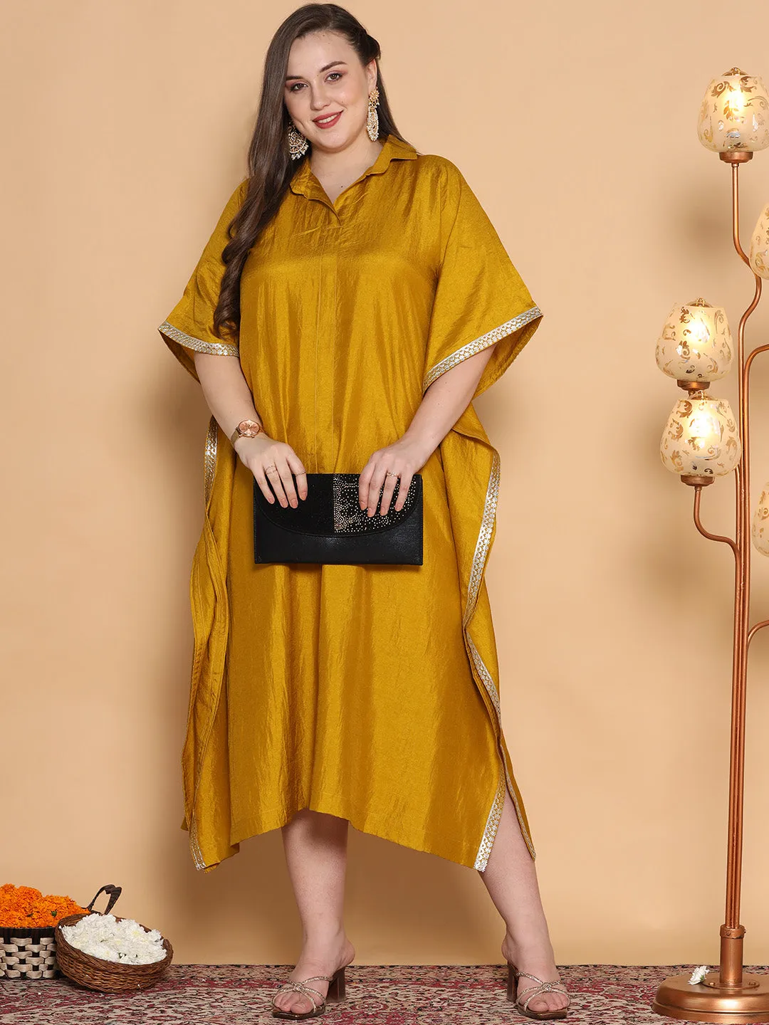 Mustard Silk Shirt Kaftan