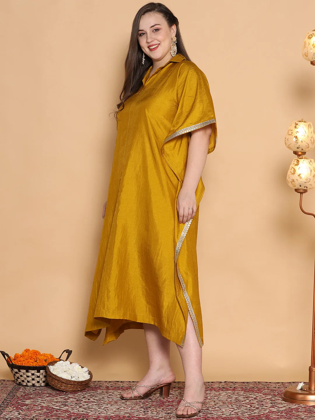 Mustard Silk Shirt Kaftan