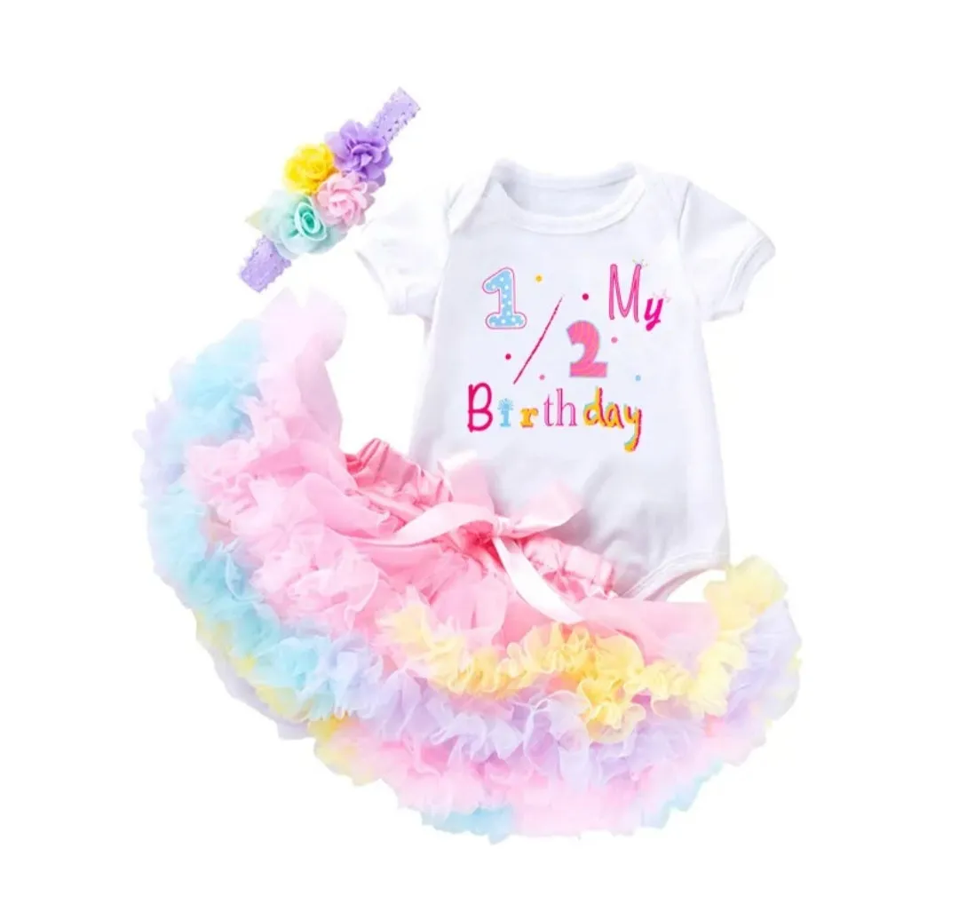 My 1/2 BIRTHDAY Romper with Puffy Bloomer Tutu and Headband  #100050