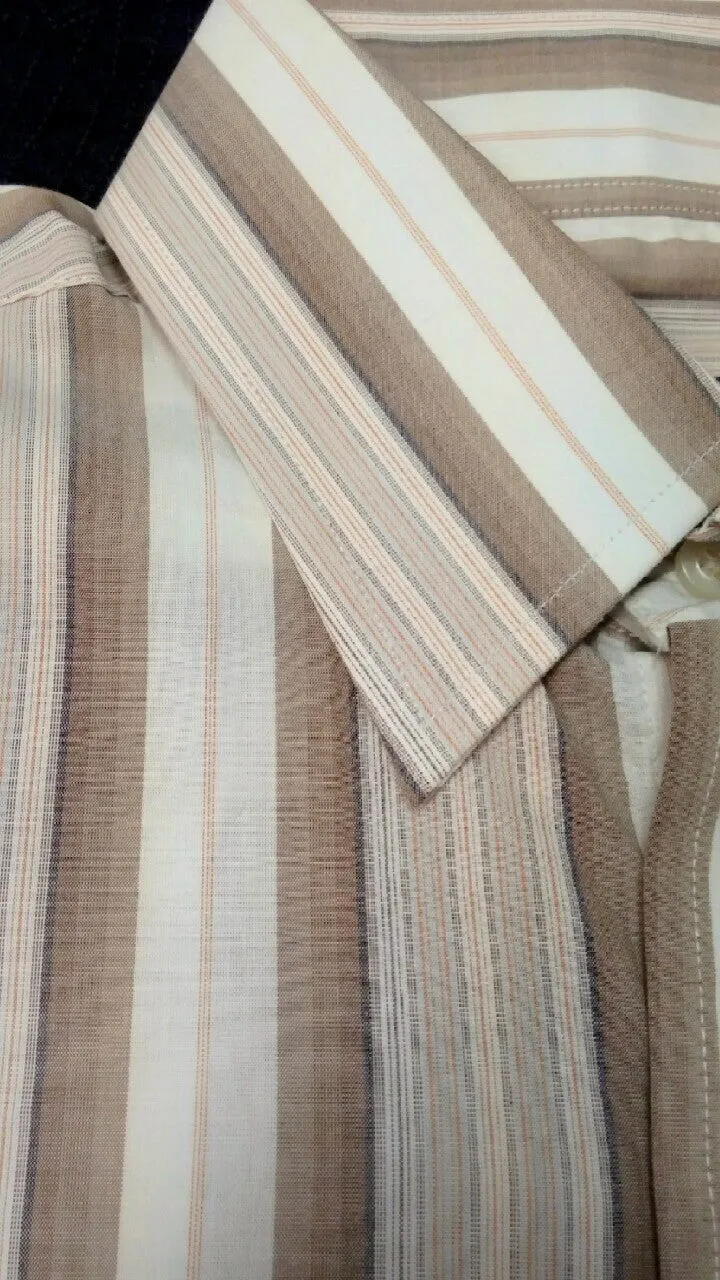 New- Sean John- Brown Pinstripe, 100% Cotton Dress Shirt- size (15.5x34/35)