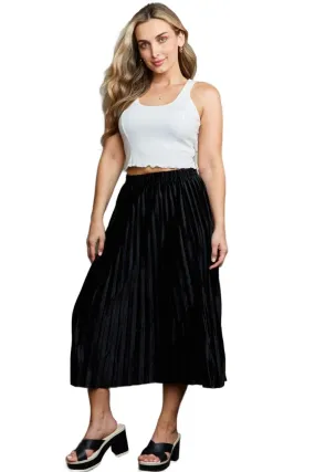 Ninexis Accordion Pleated Flowy Midi Skirt