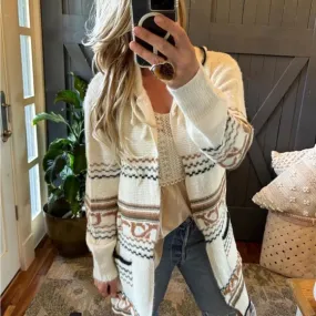 Oak Ridge Cozy Oversized Hooded Cardigan Sweater in Cream