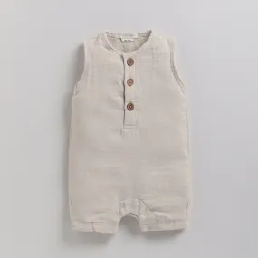 Oatmeal Organic Muslin Half Romper