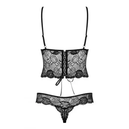 Obsessive Wet Look Black Underwire Lace Teddy for Her