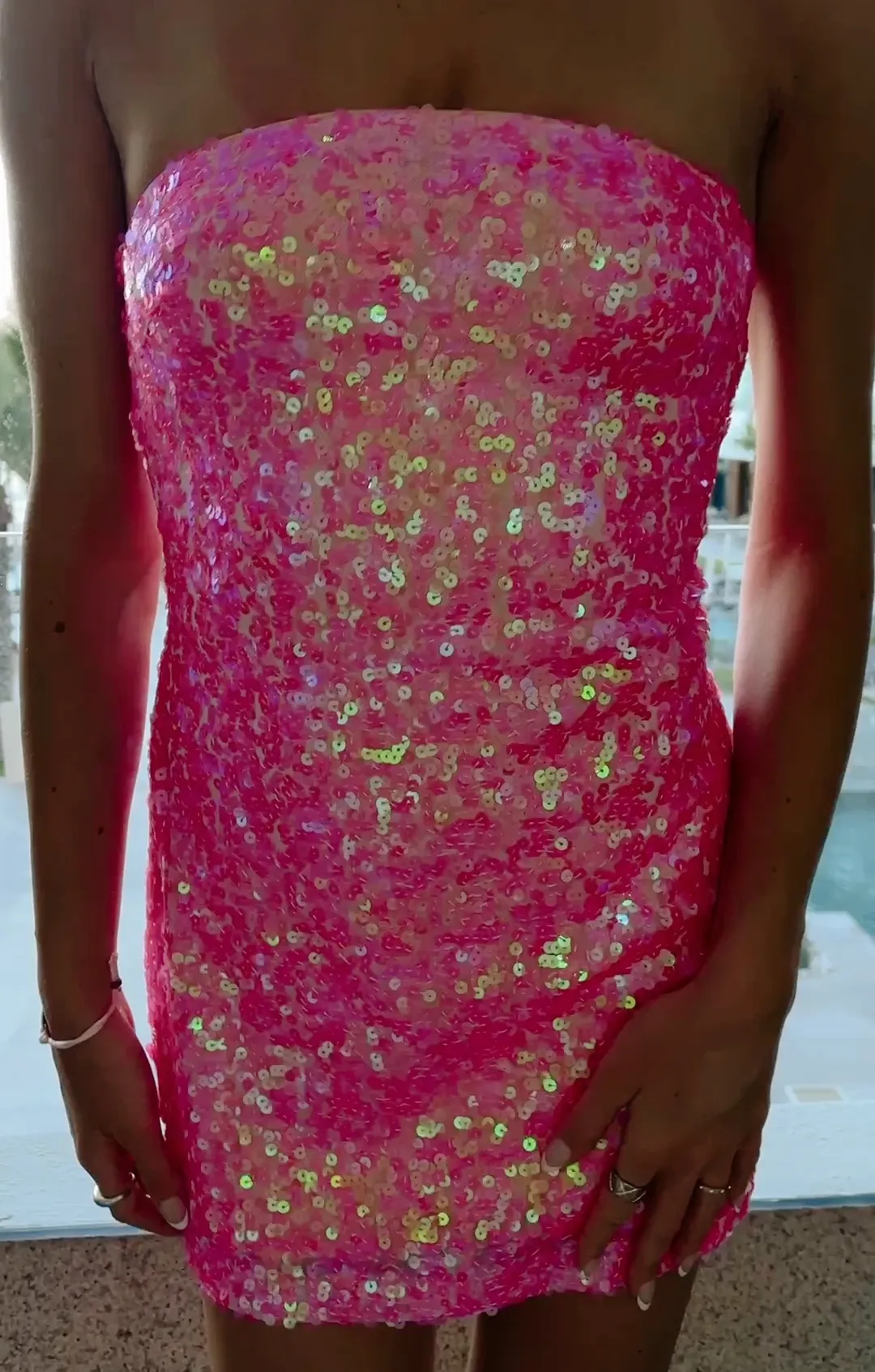 On My Way Dress ~ Pink Sequins