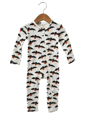 Organic Waffle Basic Zip Romper, Trick or Treating Bat