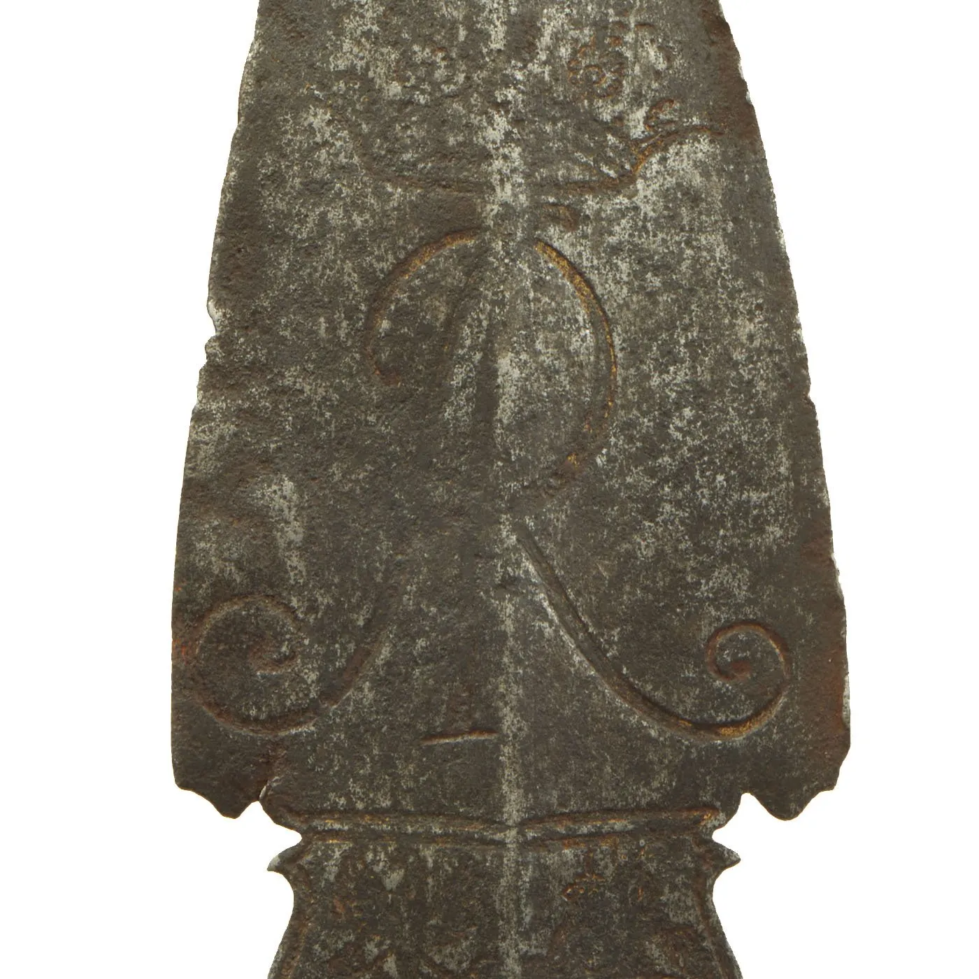 Original 18th Century English Era Sergeant's Spontoon Spearhead with Queen Anne Royal Cypher c.1702-1714