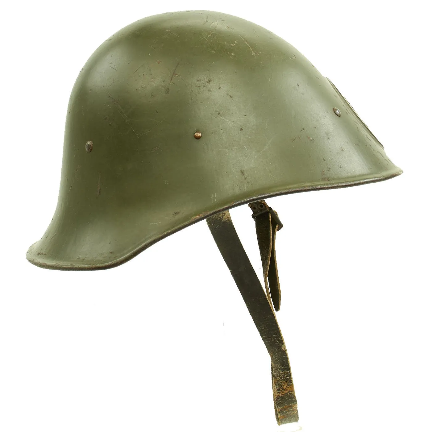 Original Dutch WWII Model 1934 Helmet with Helmet Plate & Original Paint