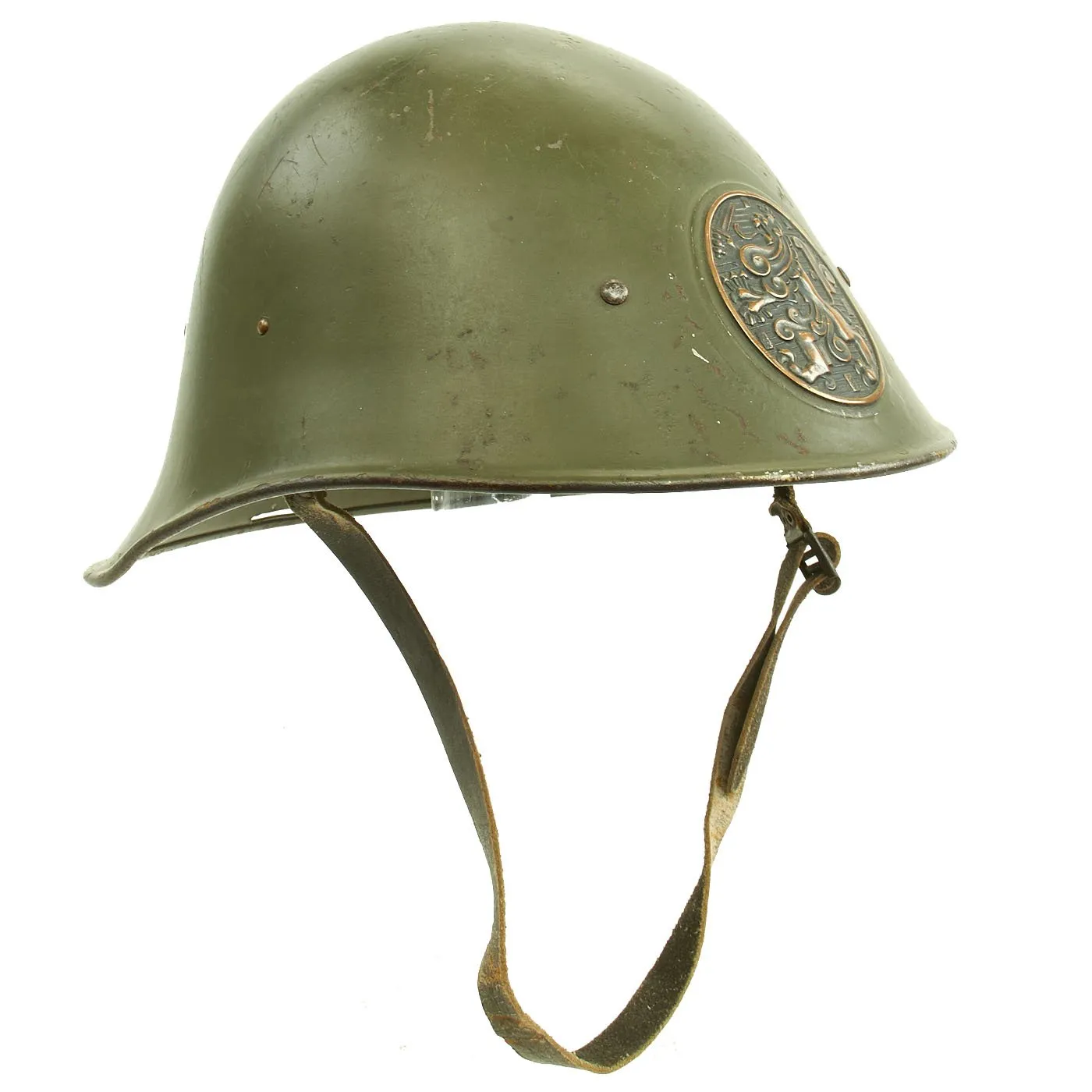 Original Dutch WWII Model 1934 Helmet with Helmet Plate & Original Paint