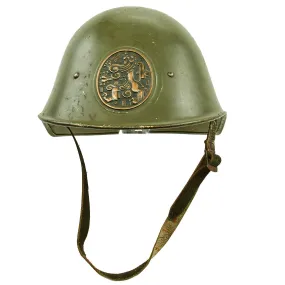 Original Dutch WWII Model 1934 Helmet with Helmet Plate & Original Paint