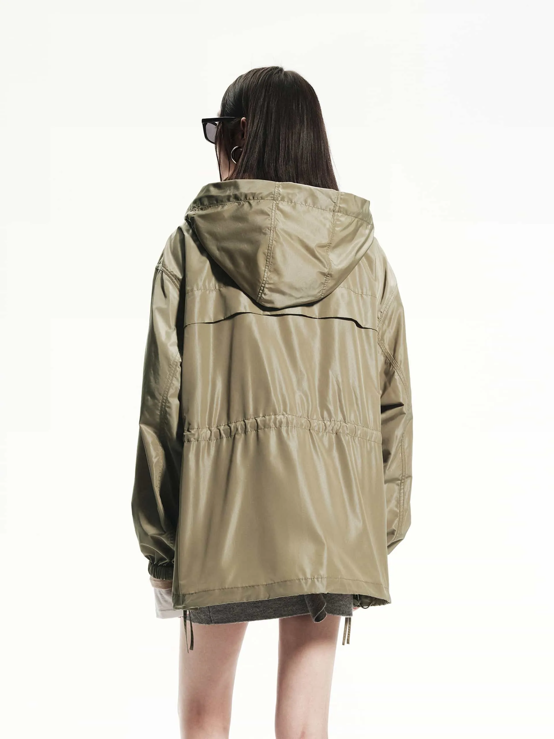 Oversize Drawstring Hood Coat