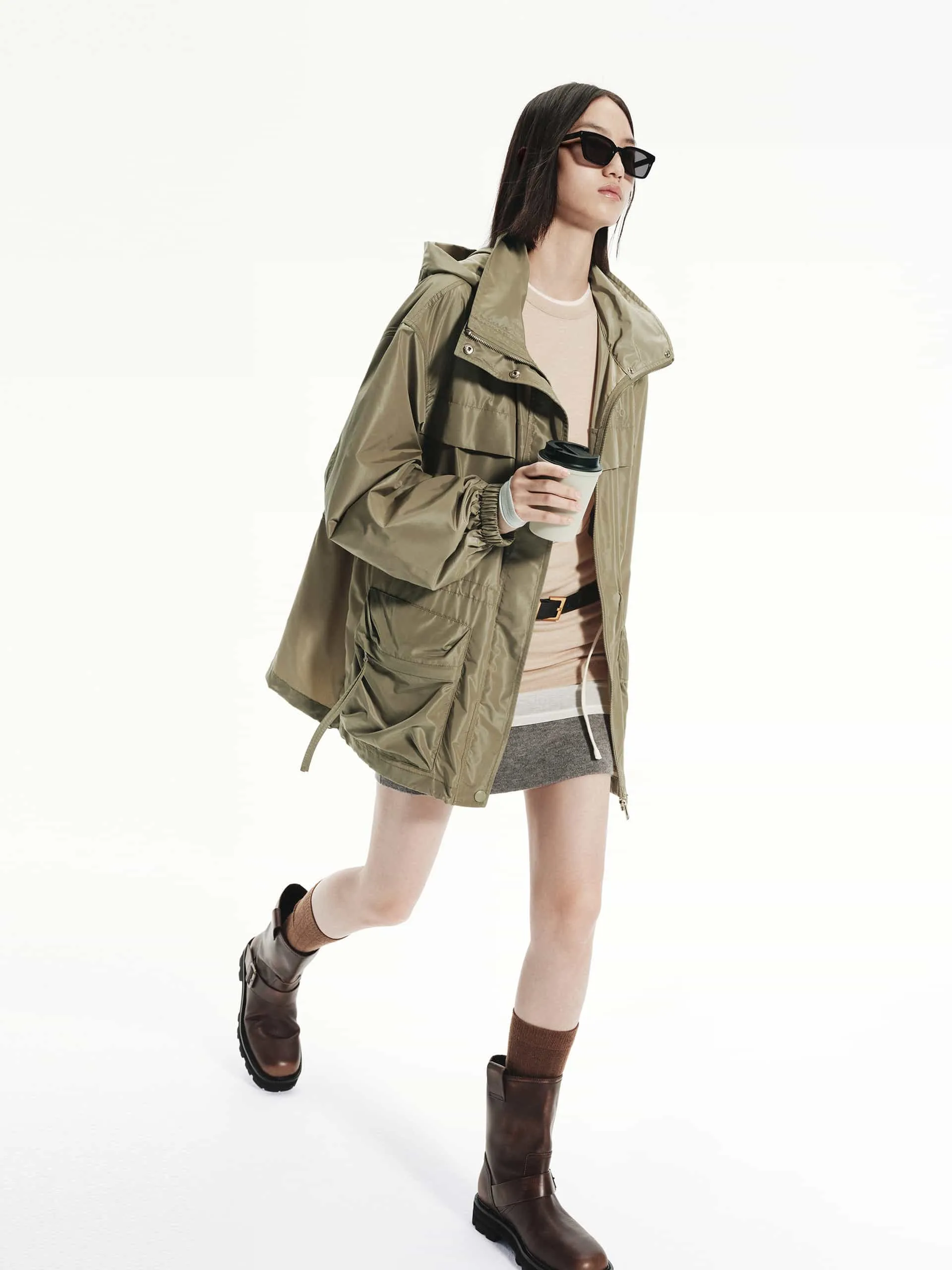 Oversize Drawstring Hood Coat