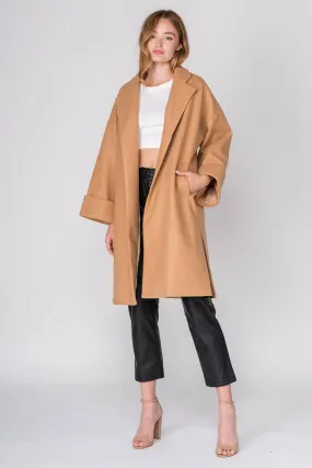 Oversized Coat with Pockets in Camel