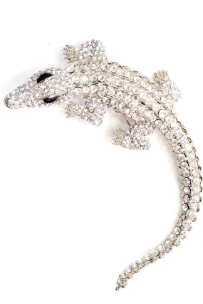 Oversized Rhinestone Alligator Statement Brooch