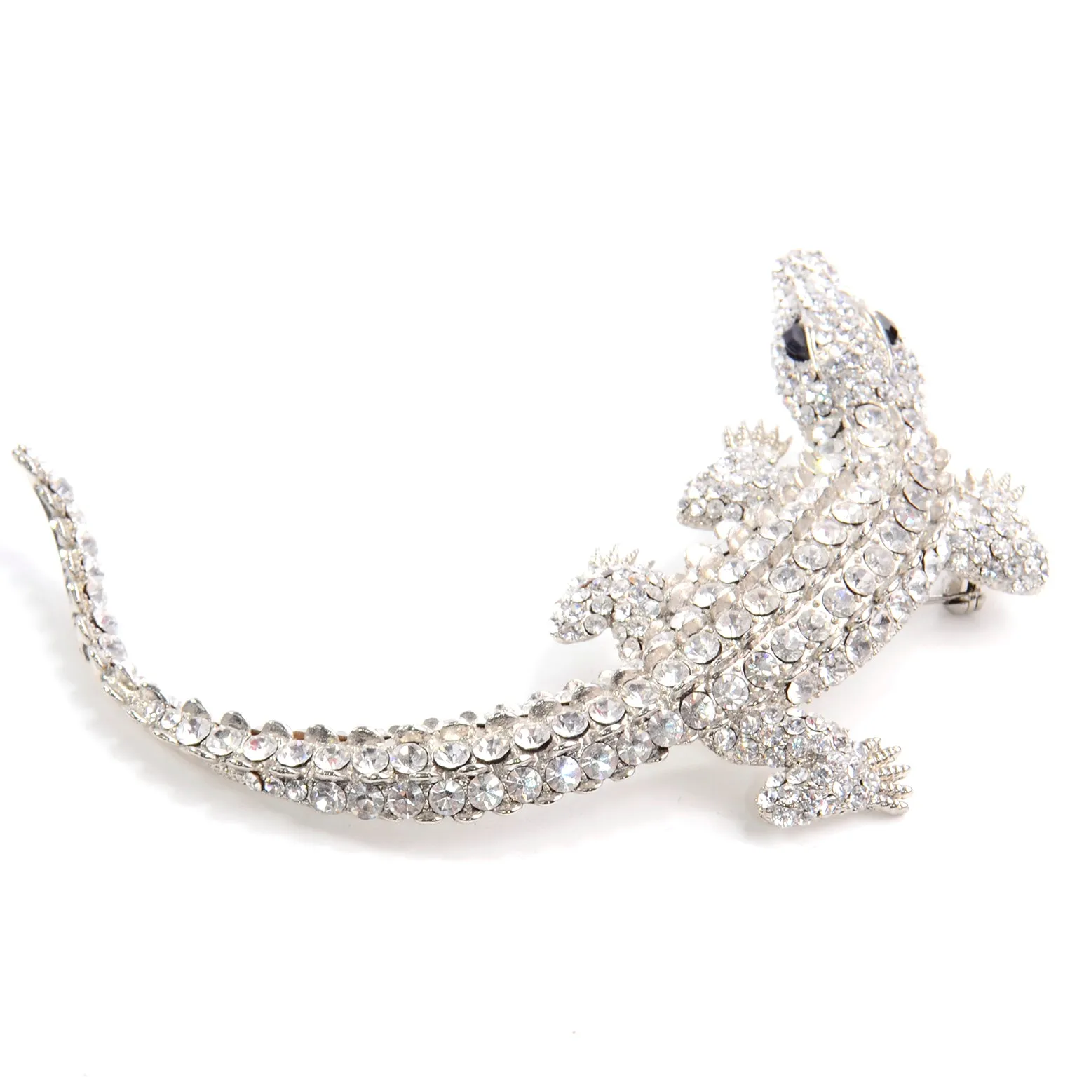 Oversized Rhinestone Alligator Statement Brooch