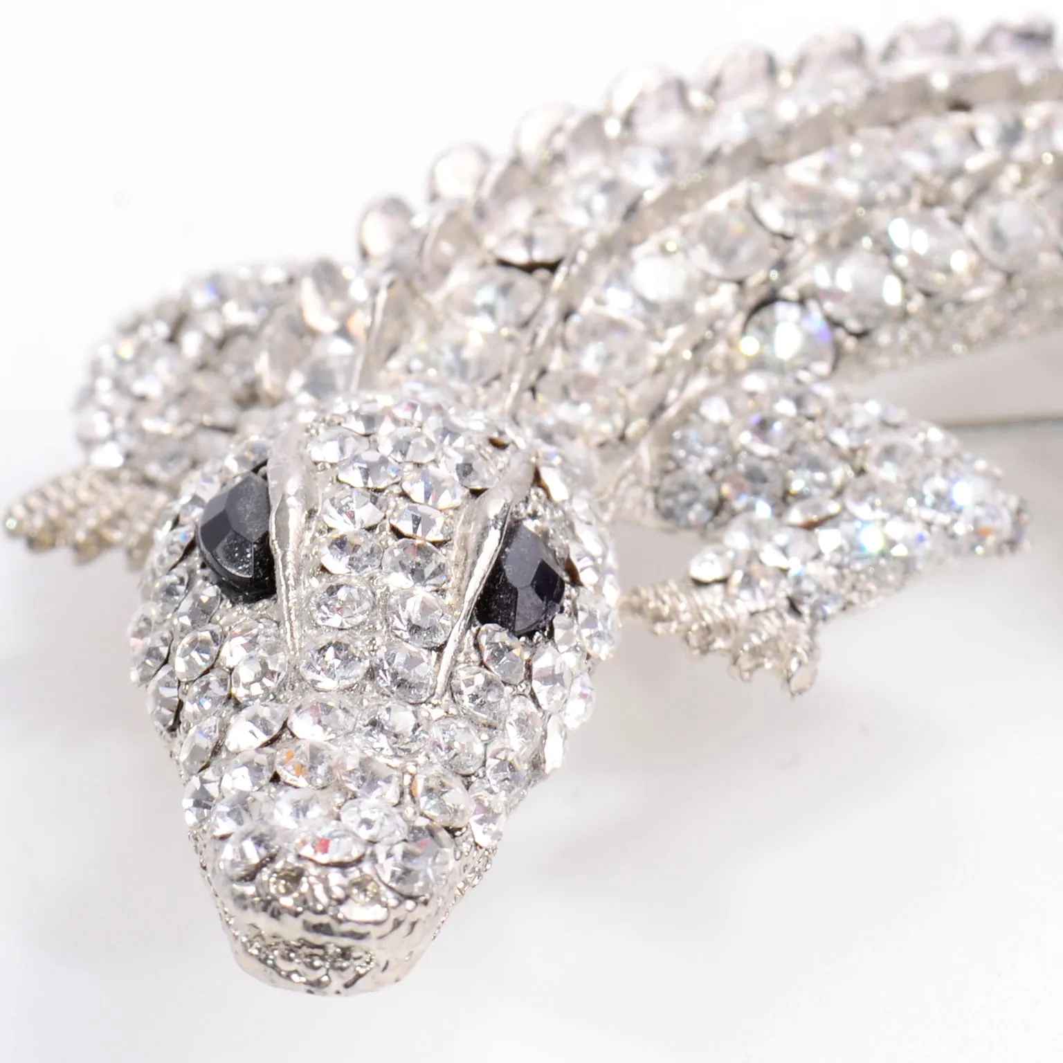 Oversized Rhinestone Alligator Statement Brooch