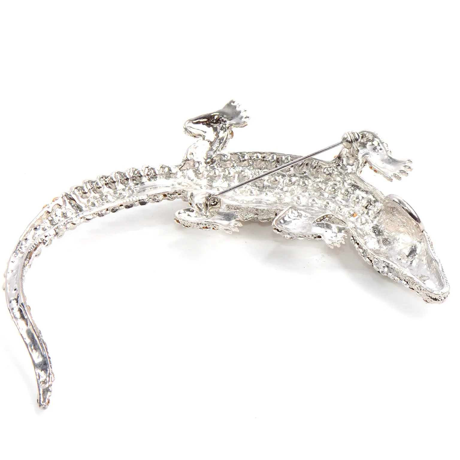 Oversized Rhinestone Alligator Statement Brooch