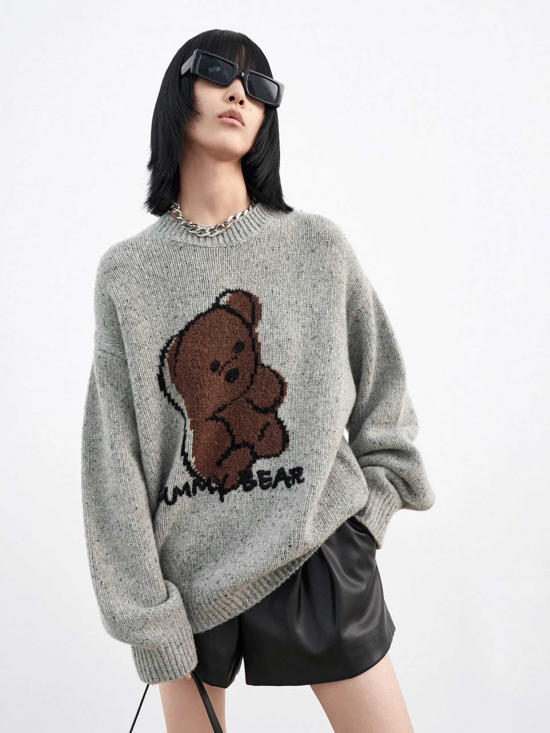 Oversized Wool-blend Cartoon Pullover