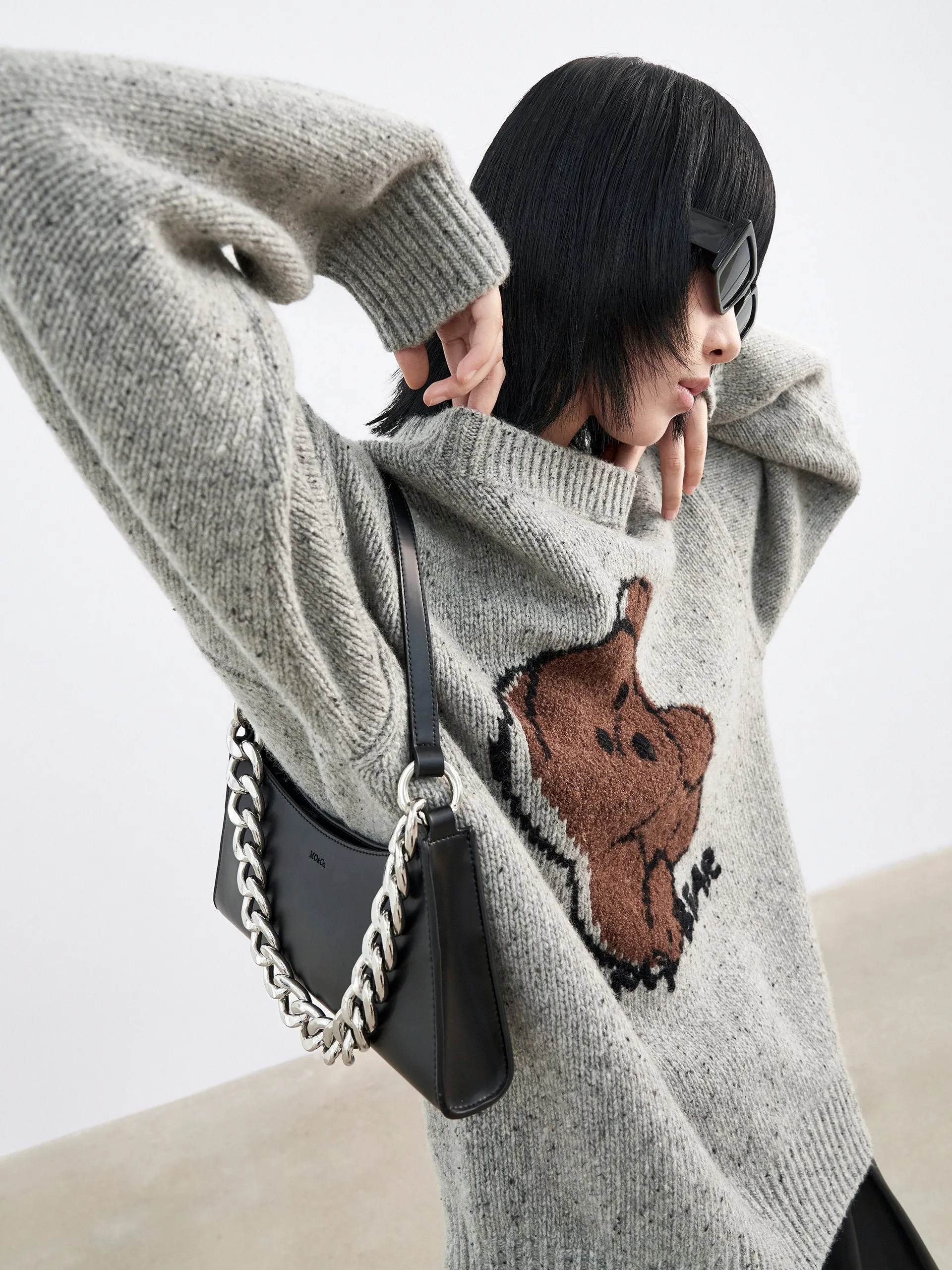 Oversized Wool-blend Cartoon Pullover