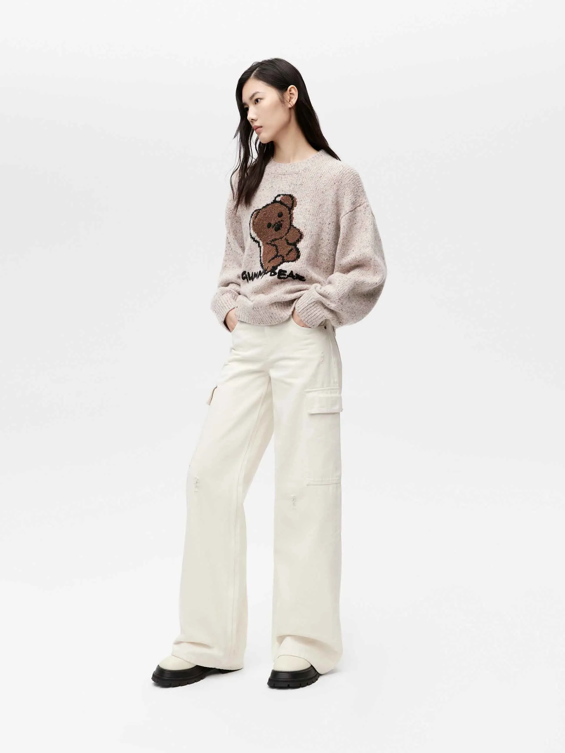 Oversized Wool-blend Cartoon Pullover