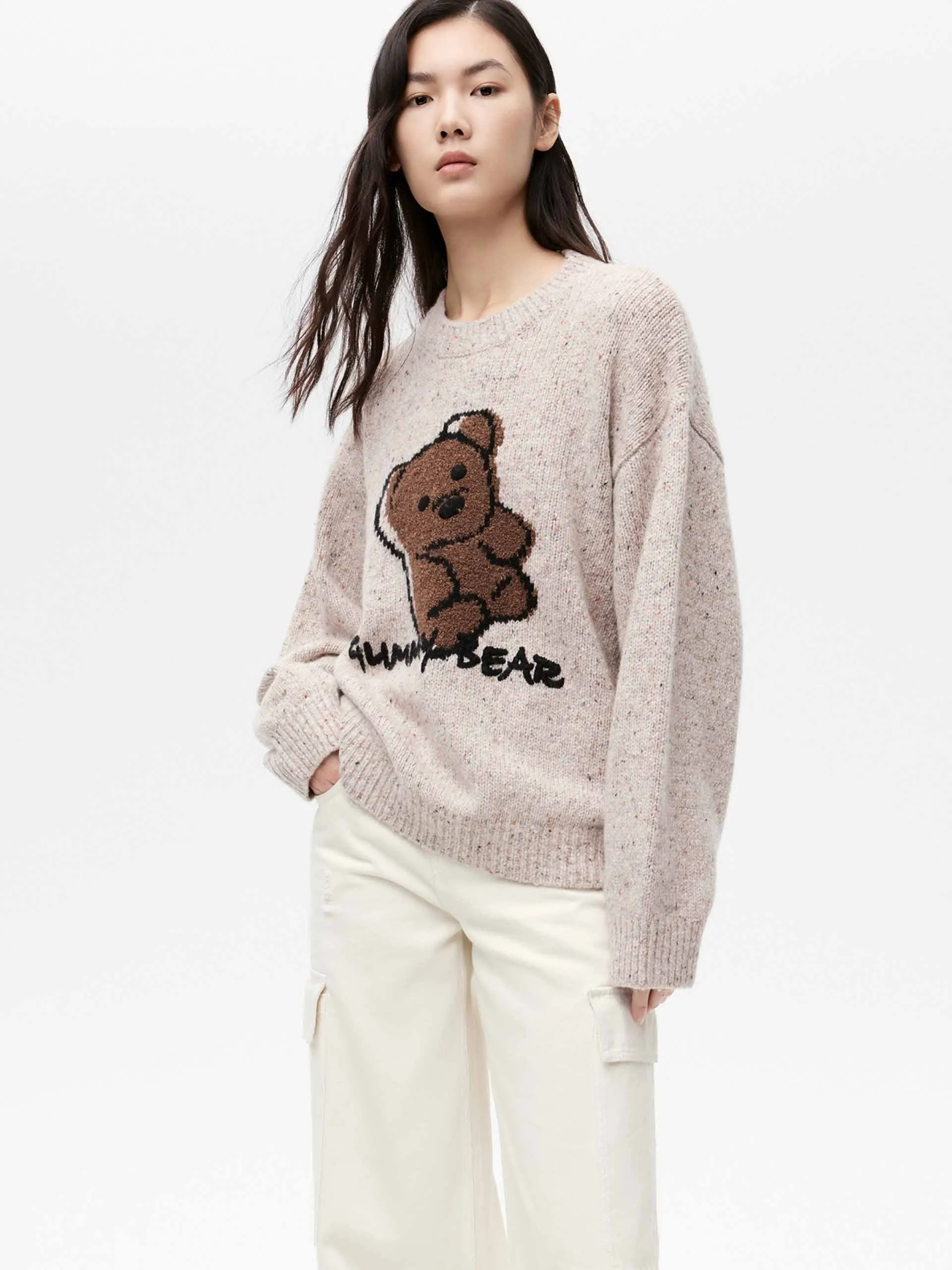 Oversized Wool-blend Cartoon Pullover