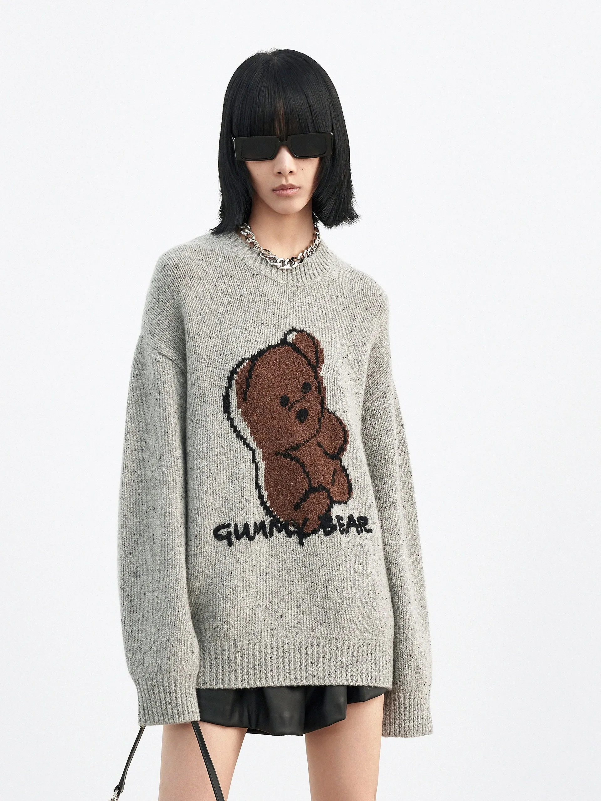 Oversized Wool-blend Cartoon Pullover