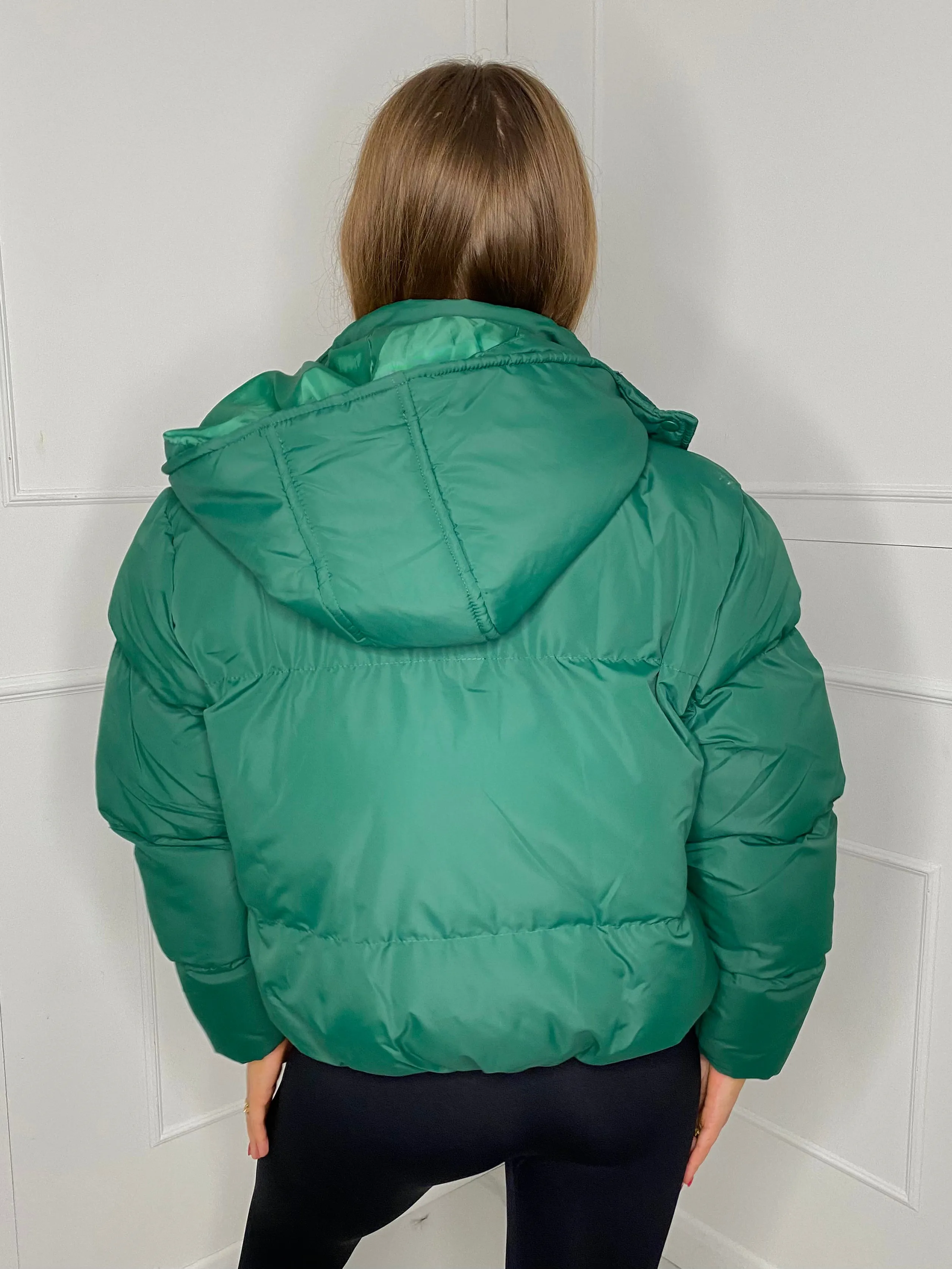 Padded Oversized Puffer Coat - Dark Green