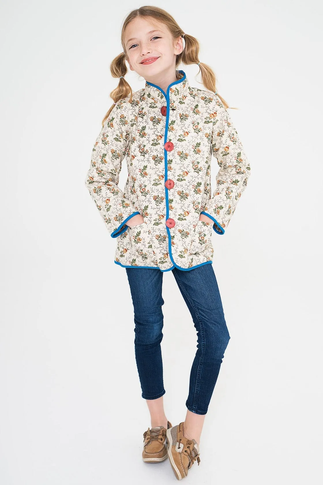 Paisley   Floral Print Reversible Quilted Jacket With lace Details