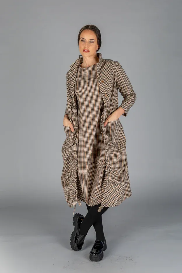 Paolo Tricot Sale, WT220841 Long Open Ruched Coat 50% Off Regular Price