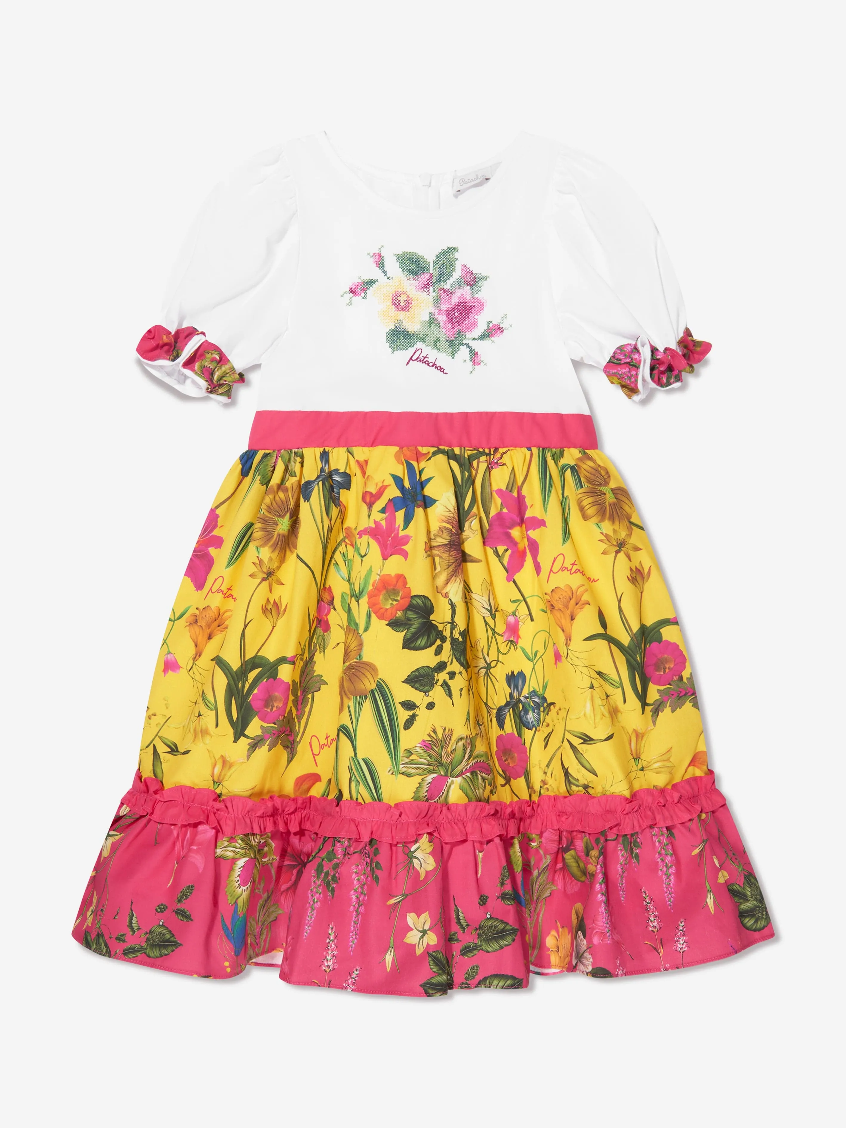 Patachou Girls Botanical T-Shirt Dress in Yellow