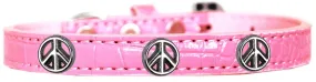 Peace Sign Widget Croc Dog Collar Light Pink Size 10