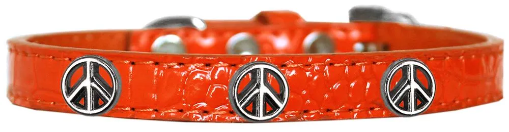 Peace Sign Widget Croc Dog Collar Orange Size 18