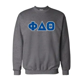 Phi Delt Dark Heather Crew Neck Sweatshirt with Sewn On Letters