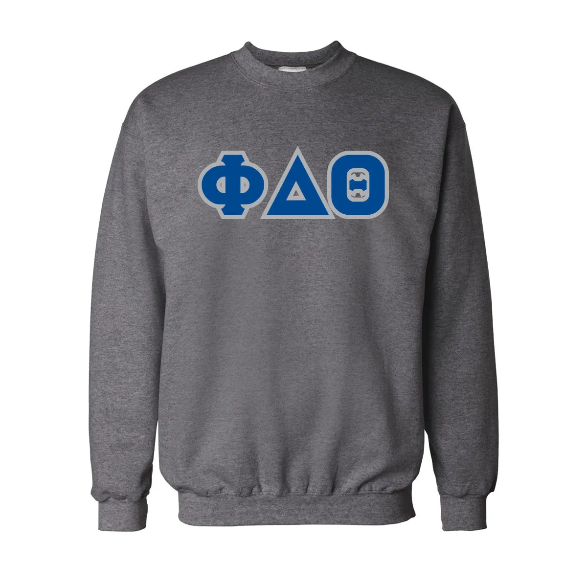 Phi Delt Dark Heather Crew Neck Sweatshirt with Sewn On Letters