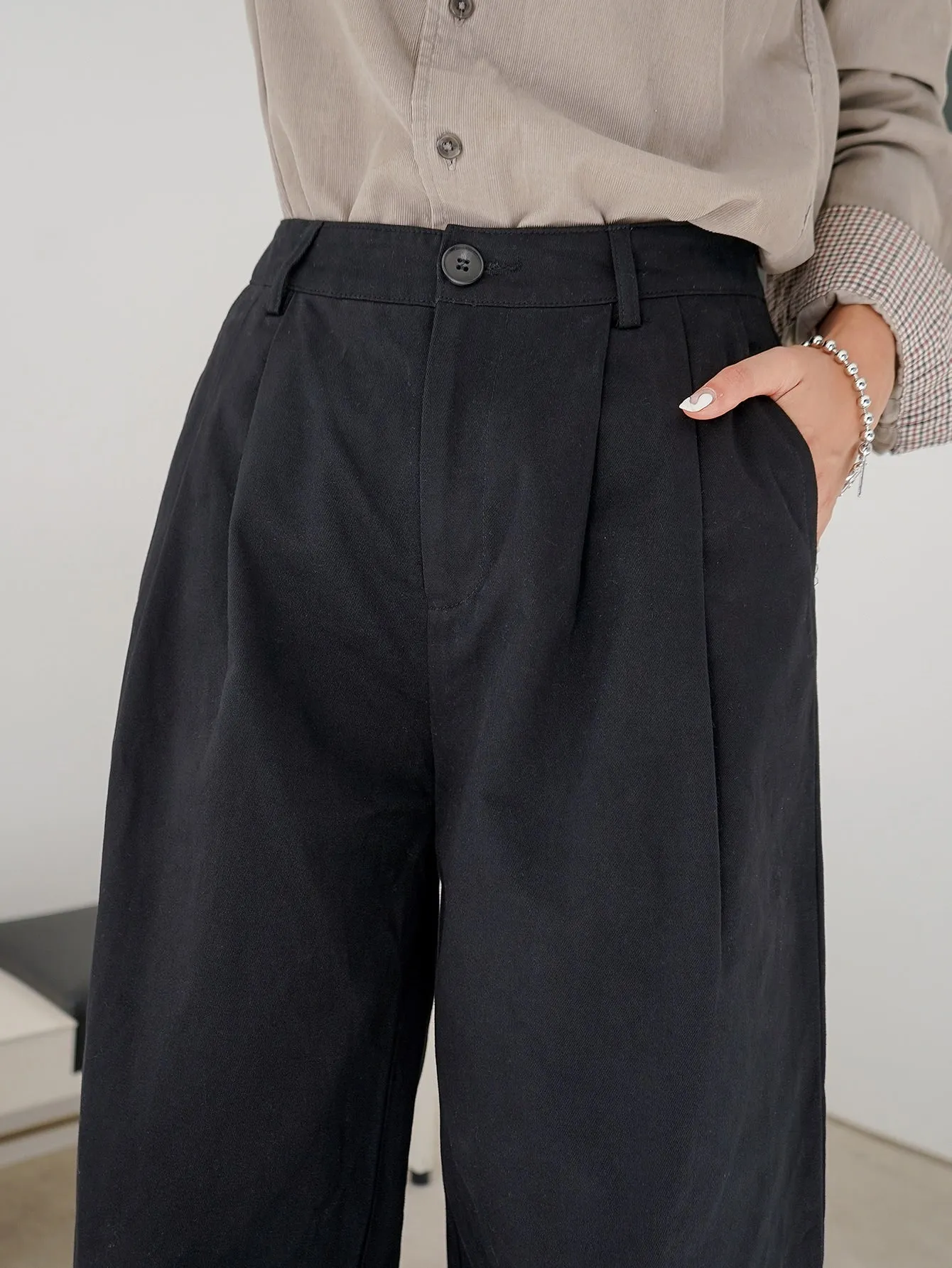 Plain Pocket High Waist Long Women Pants