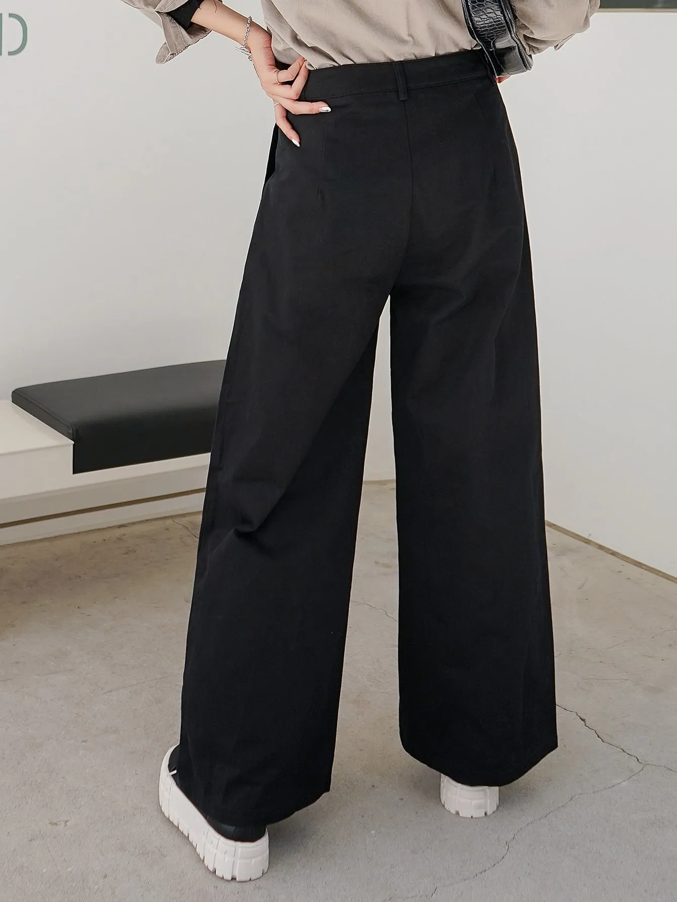 Plain Pocket High Waist Long Women Pants