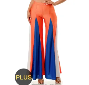 Plus Size Color Split Flared Pants