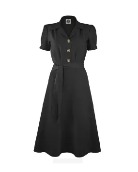 Pretty 40s Shirt Dress in Black