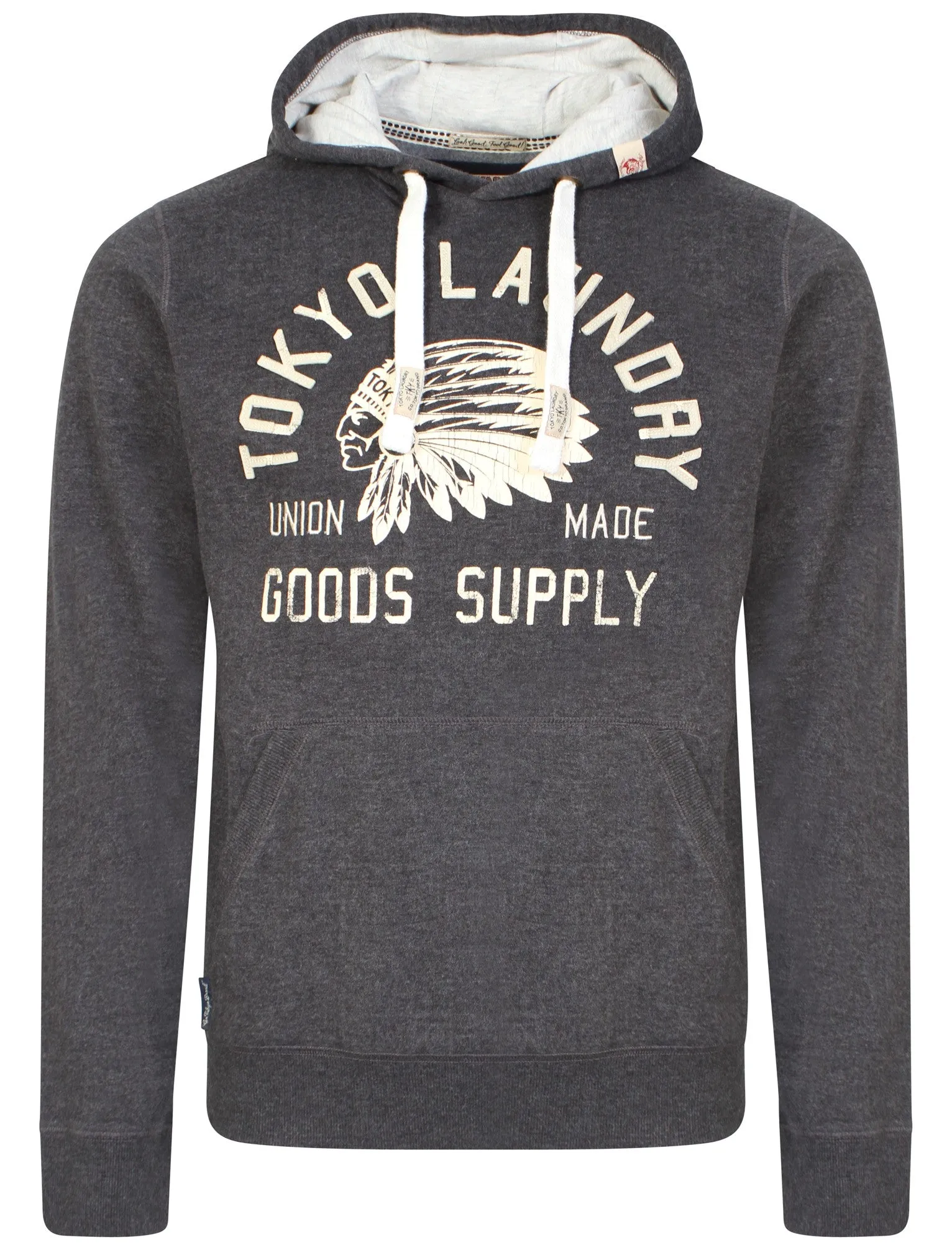 Printed pullover hoodie in charcoal marl - Tokyo Laundry