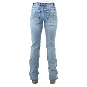 Pure Western Women's Criss Cross Relaxed Rider Jean 36" Leg Moonshine