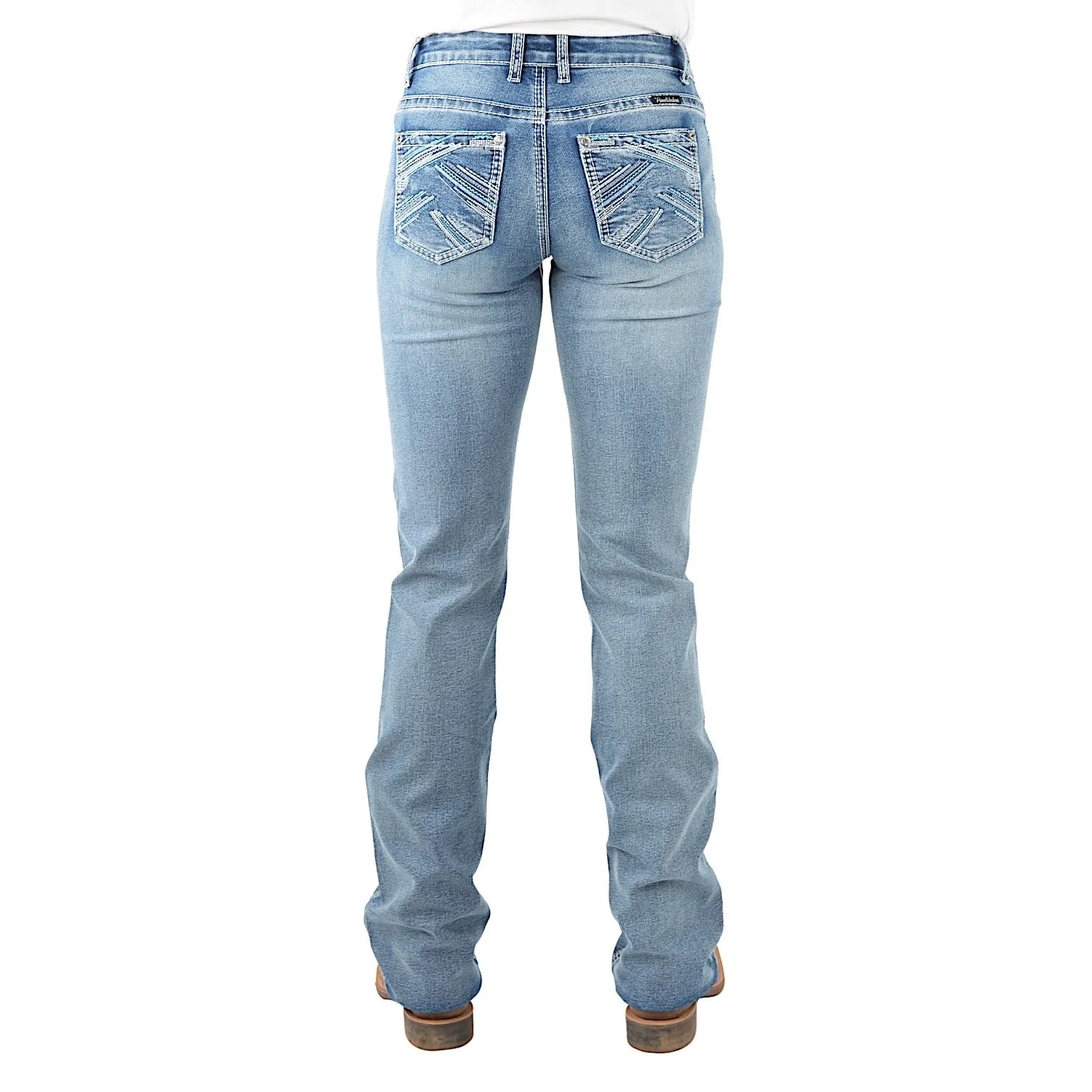 Pure Western Women's Criss Cross Relaxed Rider Jean 36" Leg Moonshine