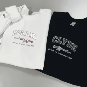 "Bonnie and Clyde" Anniversary Sweatshirt - Personalized Embroidered Sweatshirts For Couples