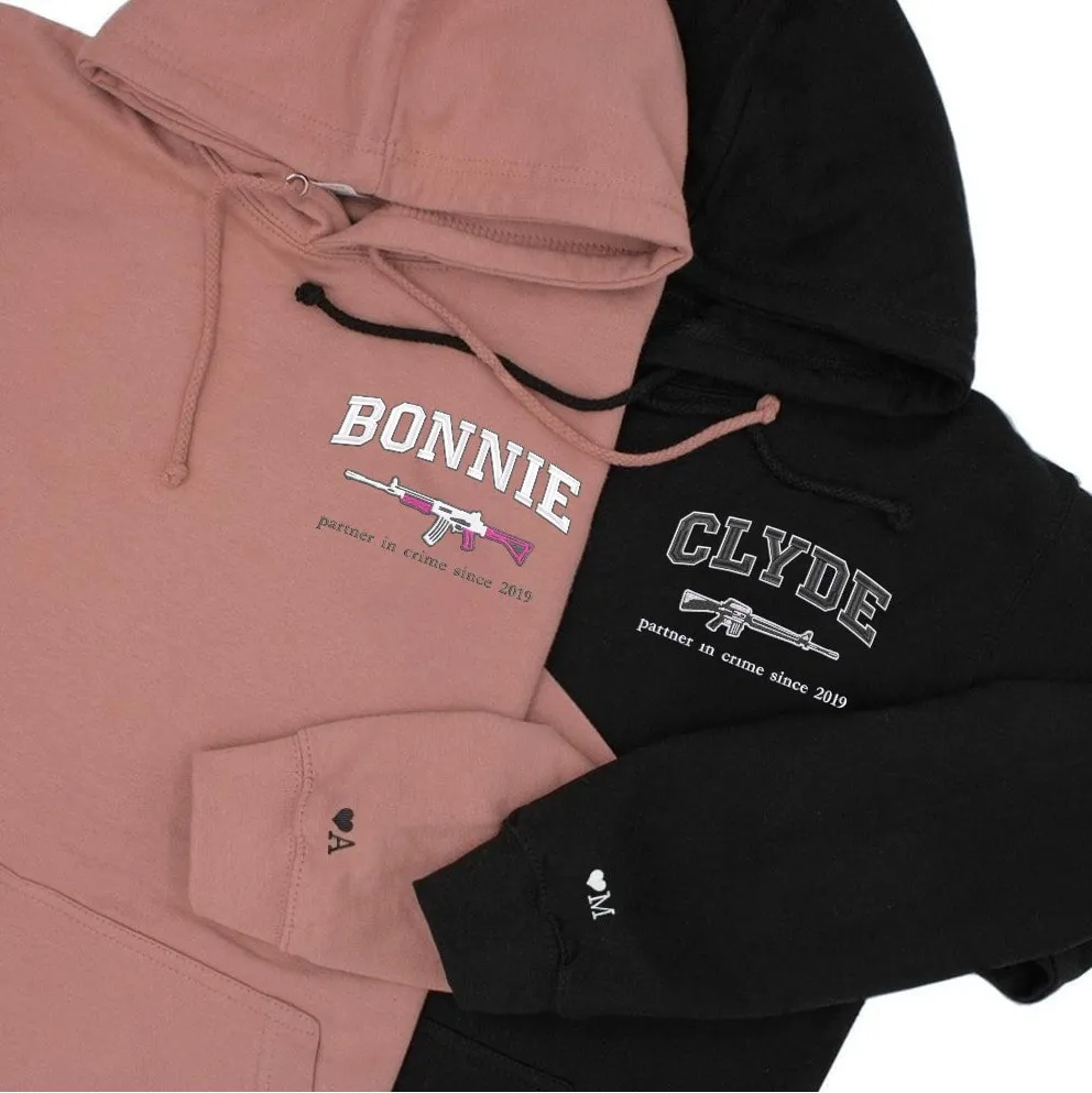 "Bonnie and Clyde" Anniversary Sweatshirt - Personalized Embroidered Sweatshirts For Couples