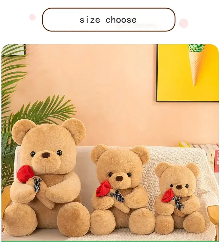 "Valentine's Day Rose Teddy Bear Plush Toy – Perfect Gift for Girls & Loved Ones"