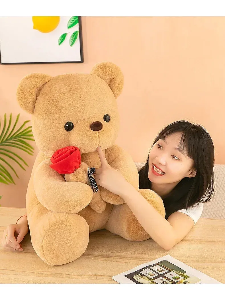 "Valentine's Day Rose Teddy Bear Plush Toy – Perfect Gift for Girls & Loved Ones"