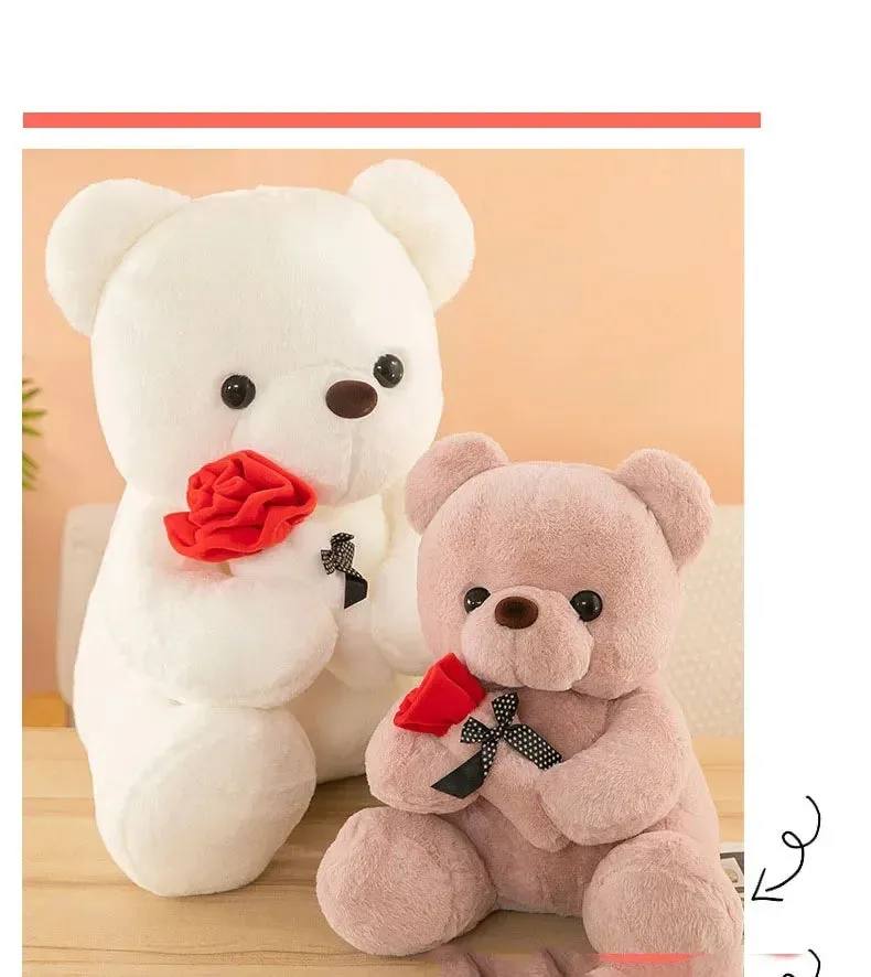 "Valentine's Day Rose Teddy Bear Plush Toy – Perfect Gift for Girls & Loved Ones"