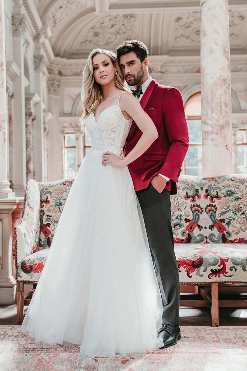 "Venice" Ruby Red Velvet Dinner Jacket (Separates)