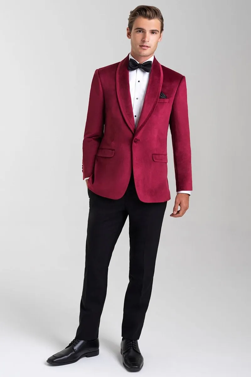 "Venice" Ruby Red Velvet Dinner Jacket (Separates)