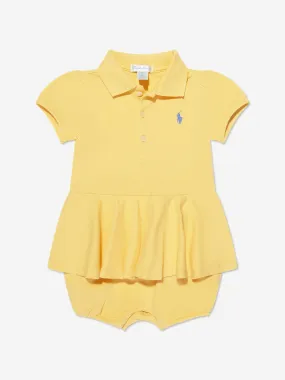 Ralph Lauren Baby Girls Peplum Bubble Romper in Yellow