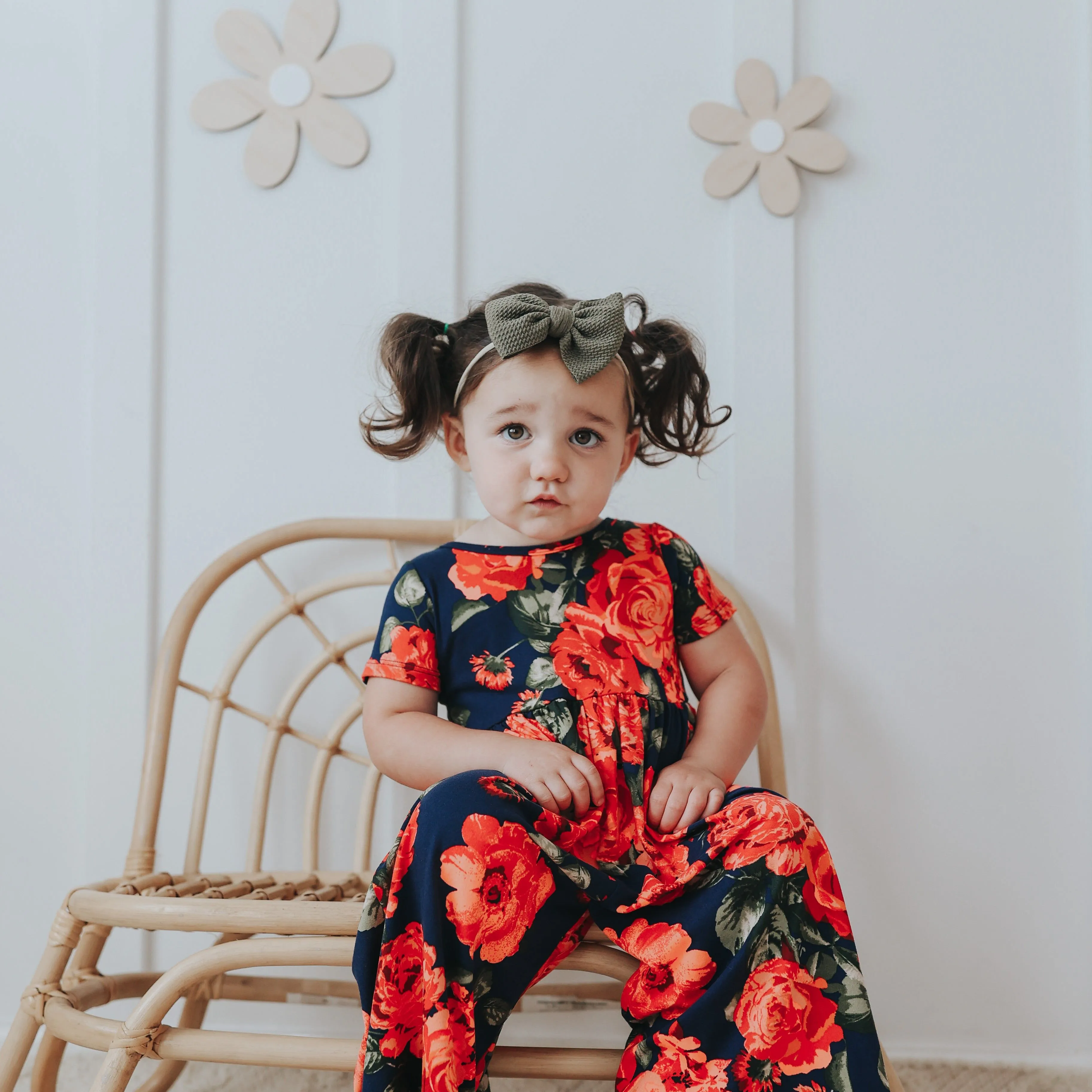 Red Floral Long Leggy Romper